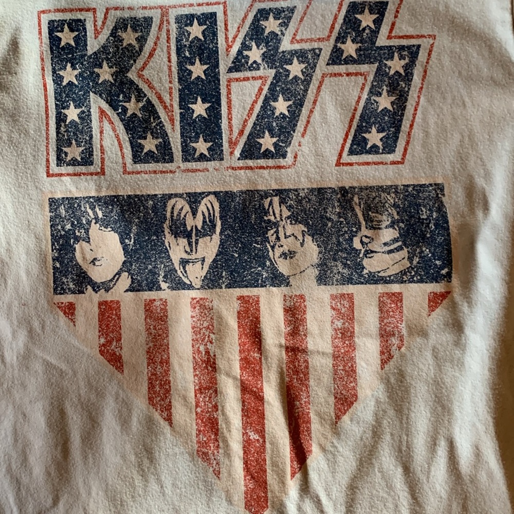 KISS red white and blue band tee size S